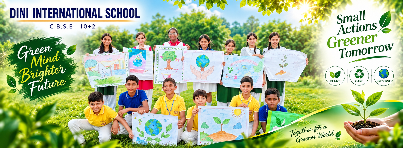 Students presenting environmental artwork